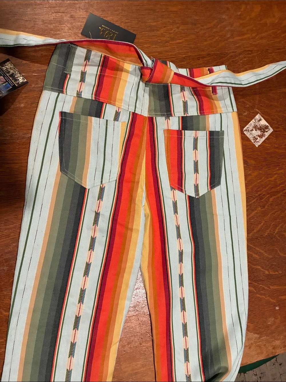 Boho Western Serape Stripe Bell Bottom Pants - Picture 5 of 6